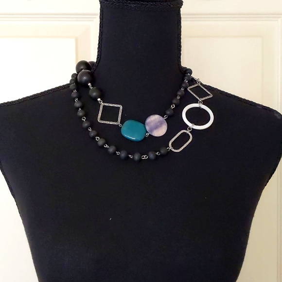 NWOT. The Limited Multiple Shapes/Colors/Materials Chained Necklace. - Picture 2 of 5